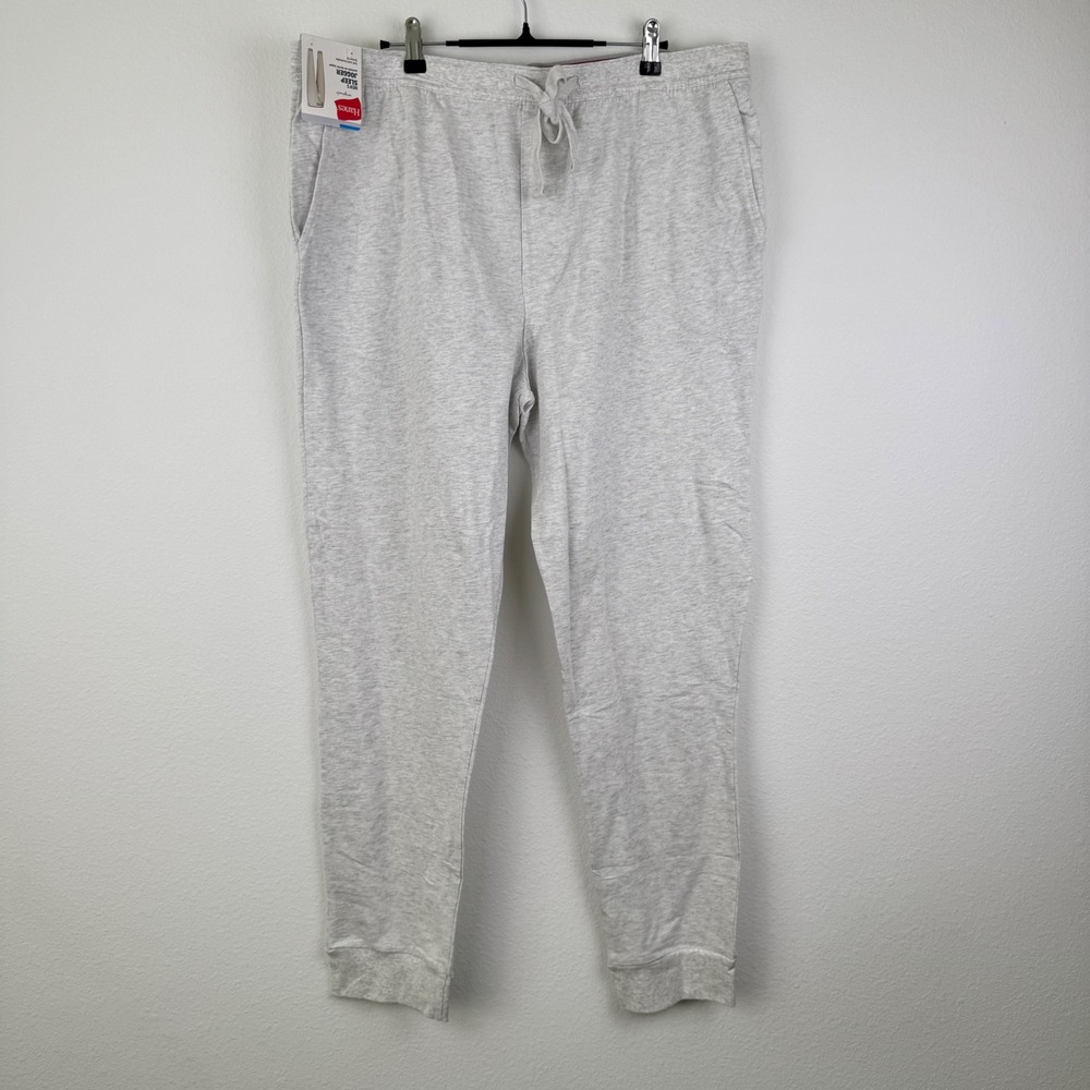 Hanes Sleep Jogger Men XL Gray NEW Pajama Pants Cotton Knit Lounge Comfort